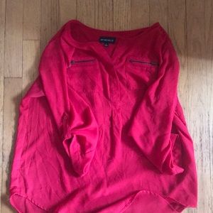 Red 3/4 chevron blouse